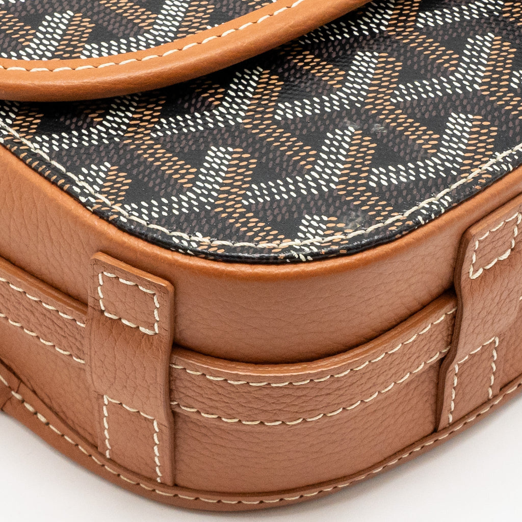 Goyard Belvédère PM Replica Messenger Bag | Tan & Silver-Tone