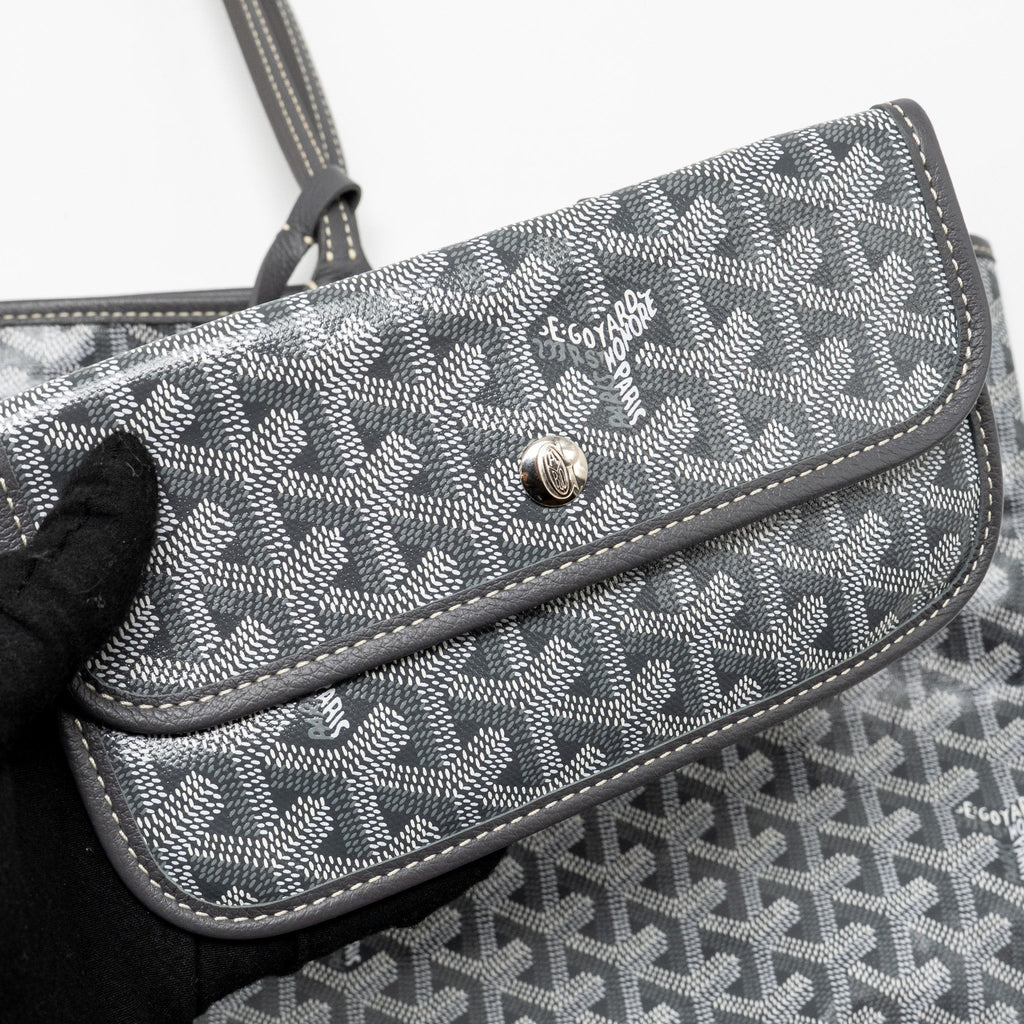 Saint Louis-Style GM Tote - Grey Canvas & Leather