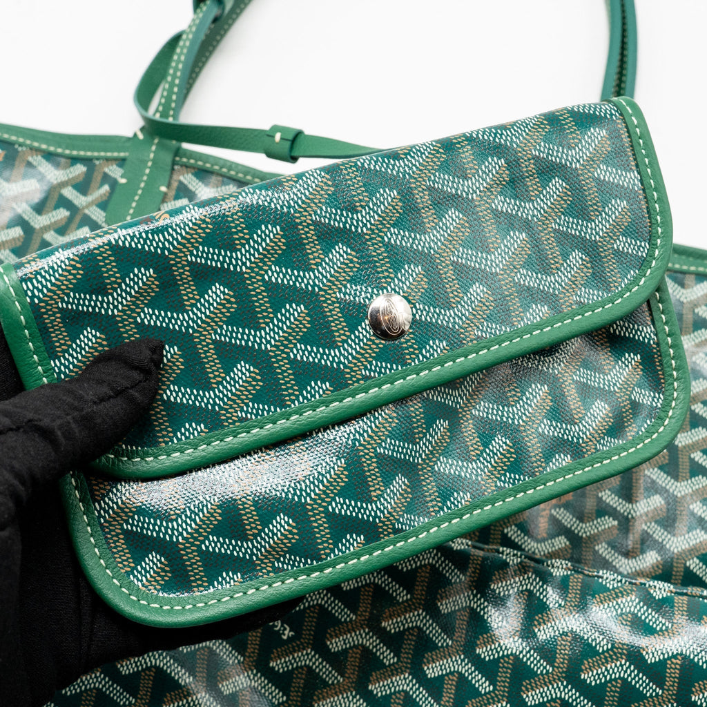 Saint Louis-Style GM Tote - Green Canvas & Calfskin Goyard