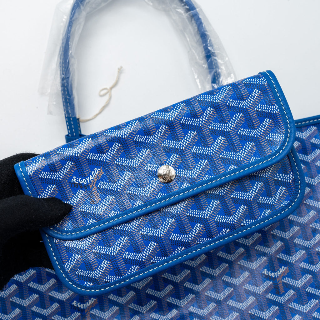 Saint Louis-Style PM Tote - Blue Canvas & Leather