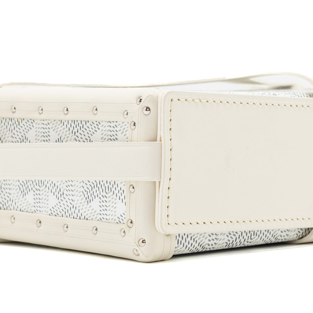 Goyard-Inspired Mini Trunk Bag – White & Silver-Tone | Replica