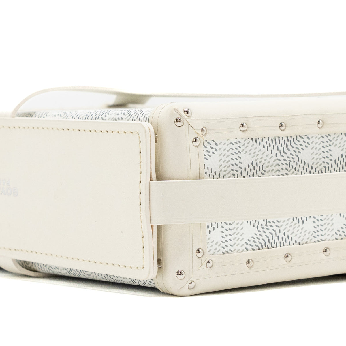 Goyard-Inspired Mini Trunk Bag – White & Silver-Tone | Replica