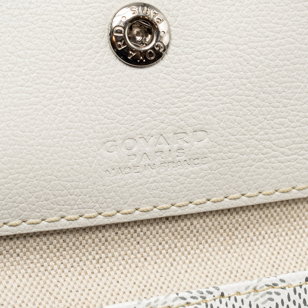 White Coated Canvas Tote with Calfskin Trim & Coin Pouch
