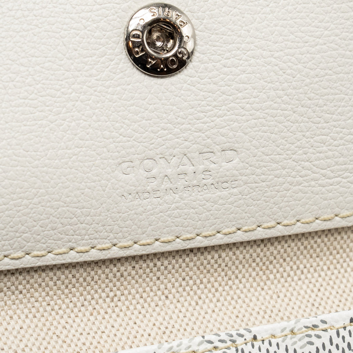White Coated Canvas Tote with Calfskin Trim & Coin Pouch