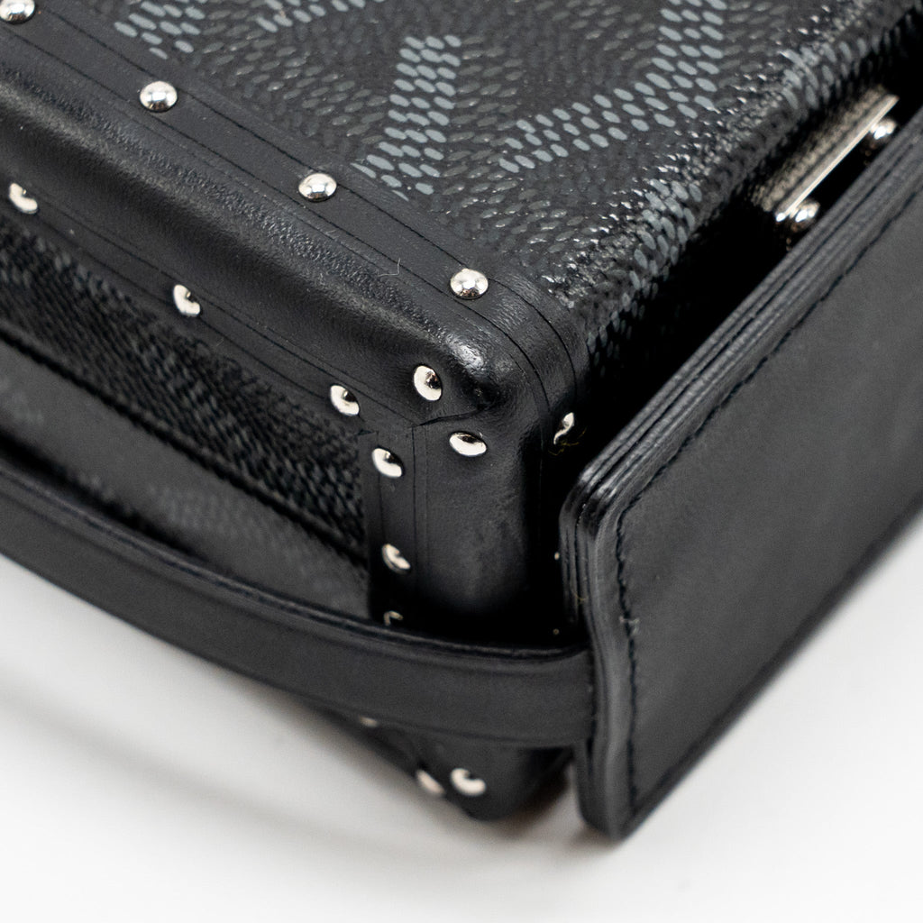 Goyard Minaüdière Trunk Bag – Black Goyardine Canvas, Silver Hardware