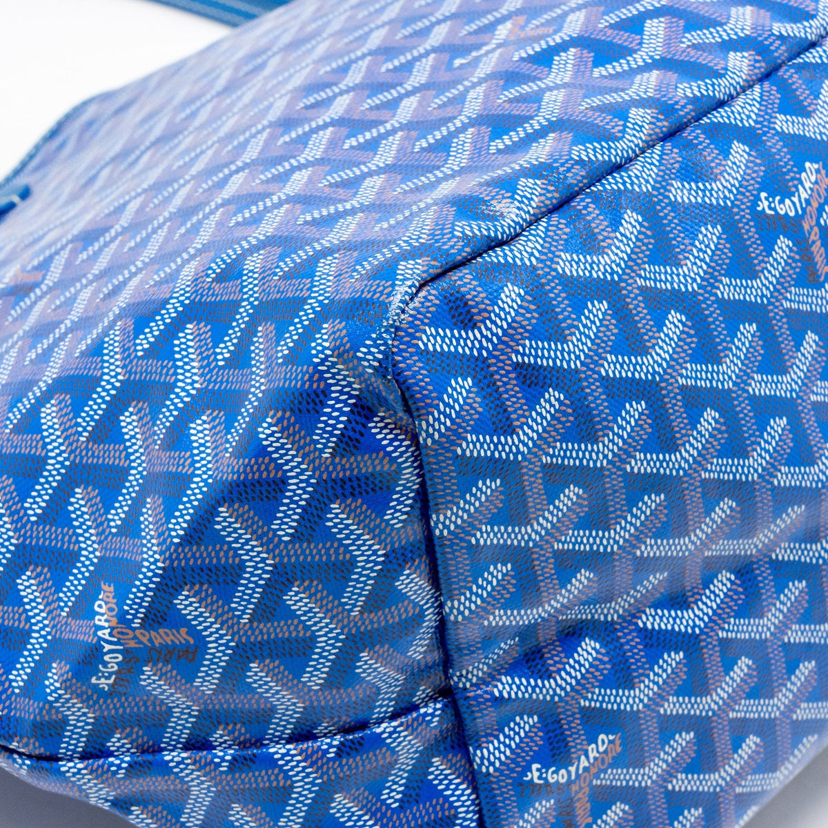 Blue Coated Canvas Tote with Calfskin Trim