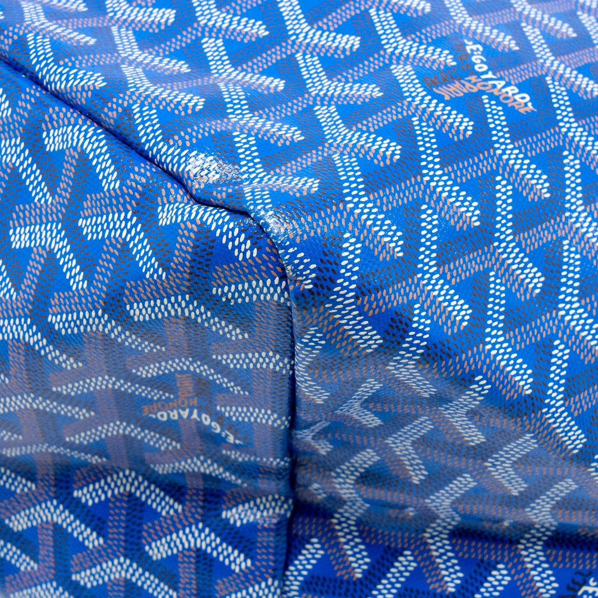 Blue Coated Canvas Tote with Calfskin Trim