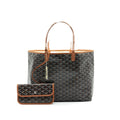 Brown & Black Coated Canvas Tote with Removable Coin Pouch