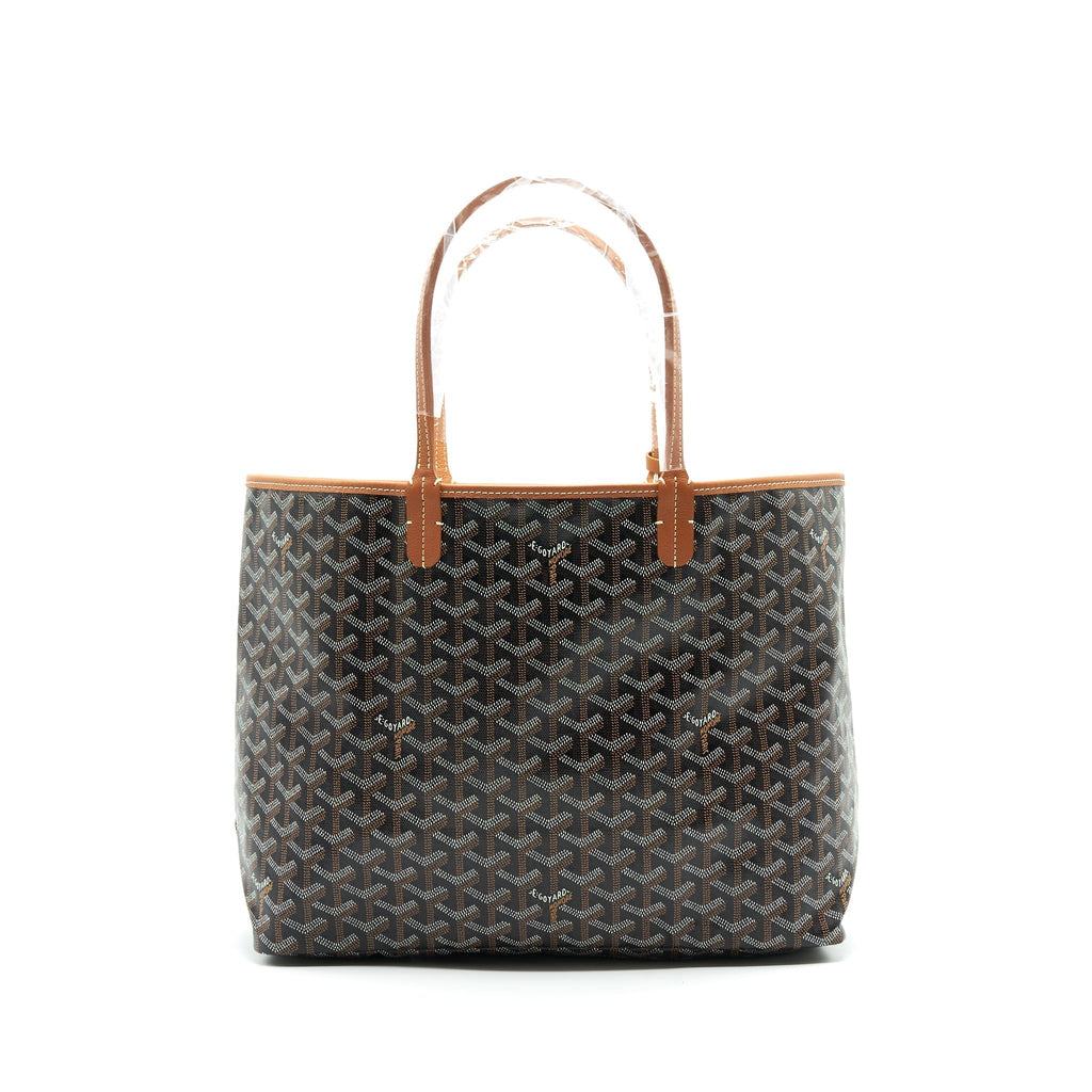 Brown & Black Coated Canvas Tote with Removable Coin Pouch