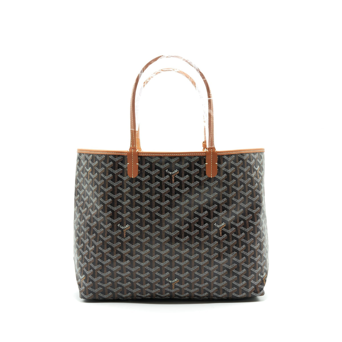 Brown & Black Coated Canvas Tote with Removable Coin Pouch