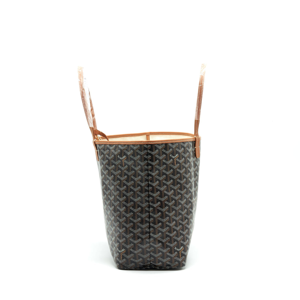 Brown & Black Coated Canvas Tote with Removable Coin Pouch