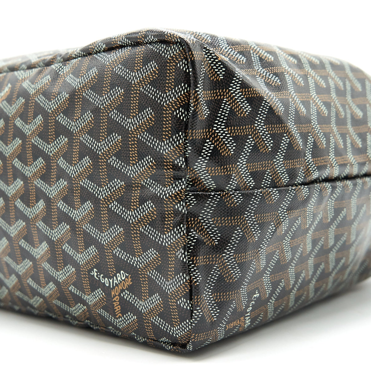 Brown & Black Coated Canvas Tote with Removable Coin Pouch