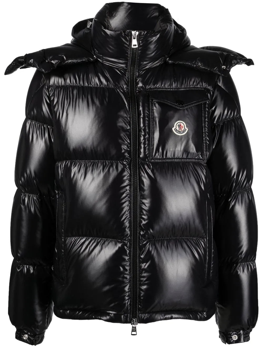 Moncler Black Glossy Hooded Puffer Jacket
