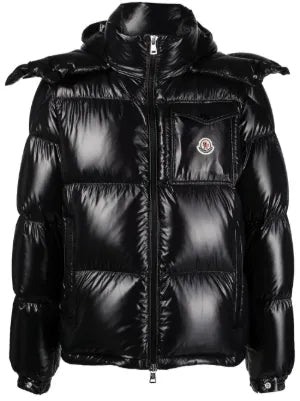 Moncler Black Glossy Hooded Puffer Jacket
