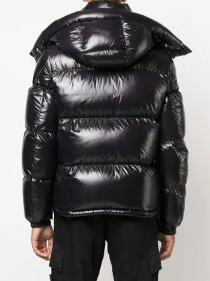 Moncler Black Glossy Hooded Puffer Jacket