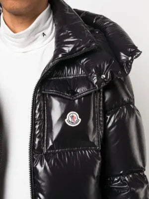 Moncler Black Glossy Hooded Puffer Jacket