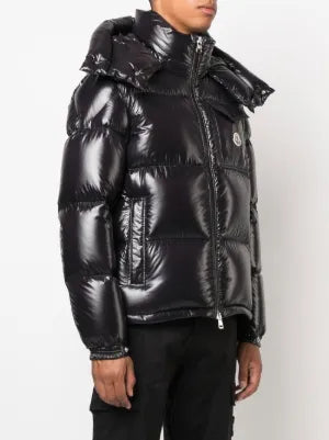 Moncler Black Glossy Hooded Puffer Jacket