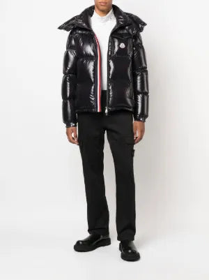 Moncler Black Glossy Hooded Puffer Jacket