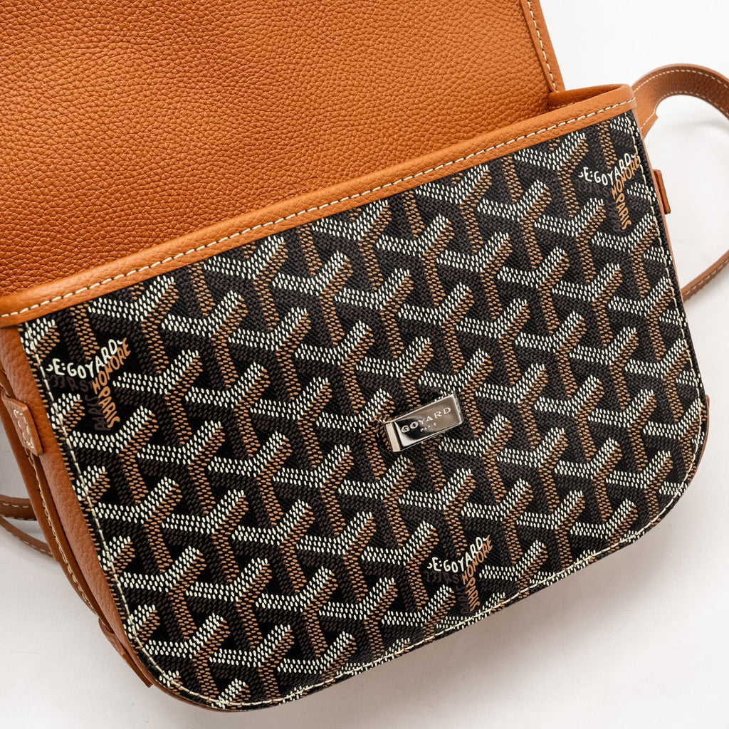 Goyard Belvedere PM Messenger Bag – Black & Tan Goyardine Canvas & Calfskin, Silver Hardware