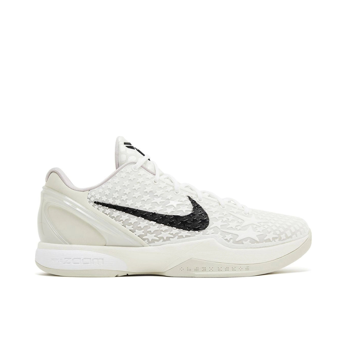 Nike Kobe 6 White Sneakers with Black Swoosh & Star Texture