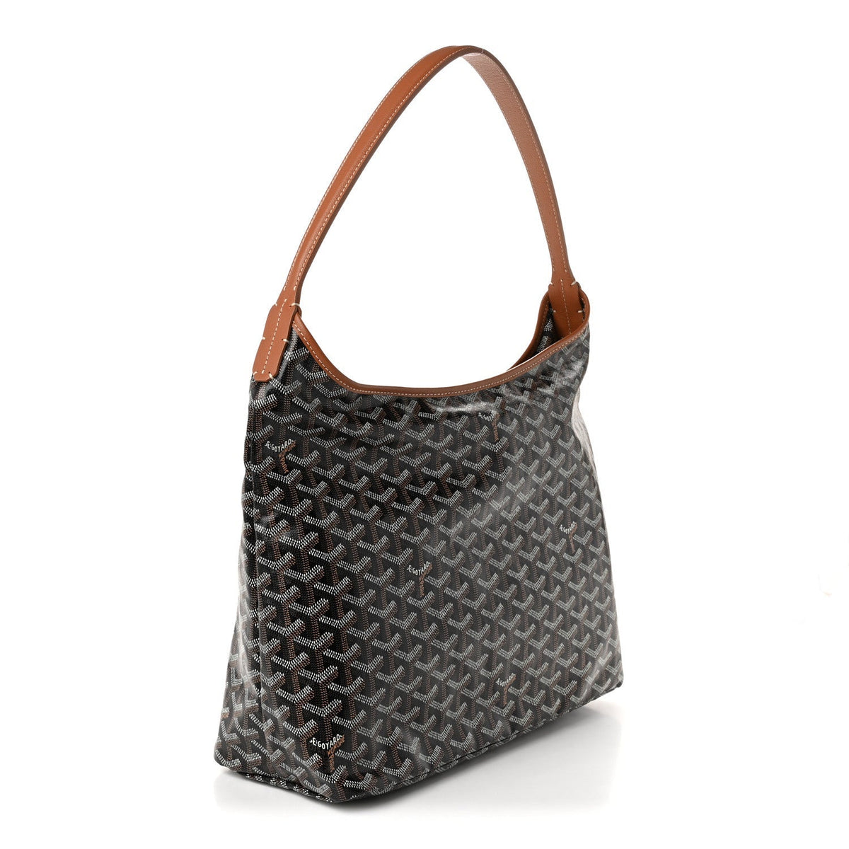 GOYARD Bohème Hobo Shoulder Bag – Black & Gold with Brown Leather Trim