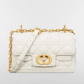 Dior Jolie Top Handle Mini Handbag, White Cannage Quilted Calfskin, Pearl Embellished Gold Hardware