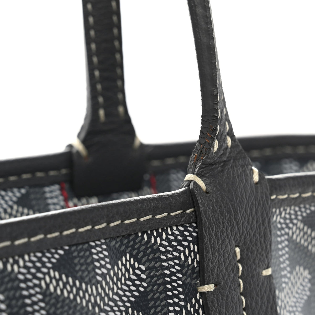 GOYARD Artois PM Tote Bag – Grey Chevron Canvas & Leather Trim