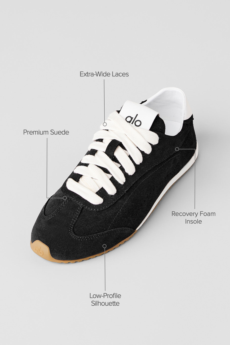 Alo Black & White Retro Low-Top Sneakers with Gum Sole