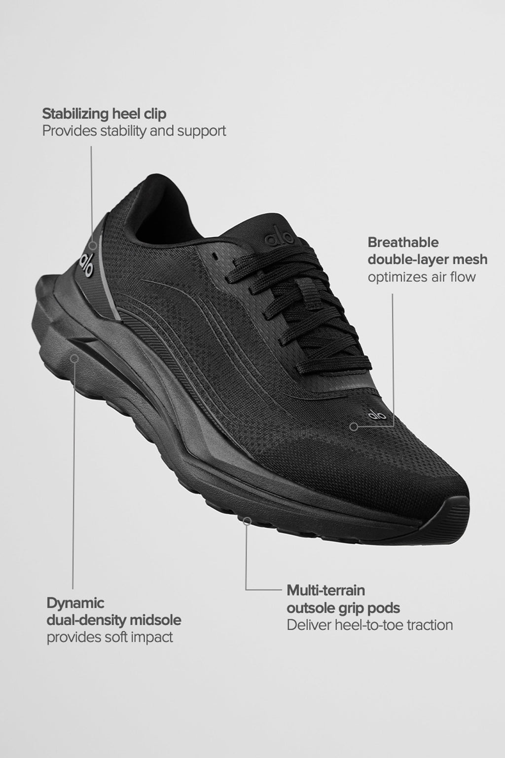 Alo Black Mesh Lace-Up Sneakers