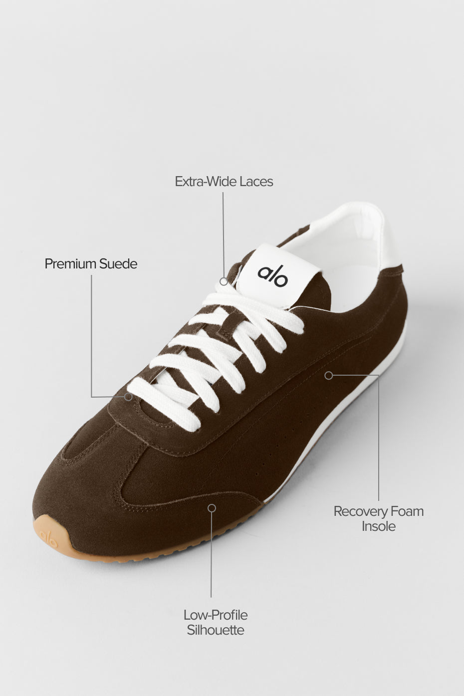 Alo Dark Brown Retro Low-Top Sneakers with Gum Sole