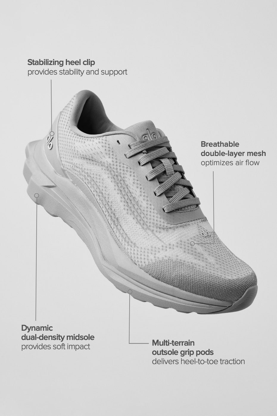 Alo Light Grey Mesh Lace-Up Sneakers