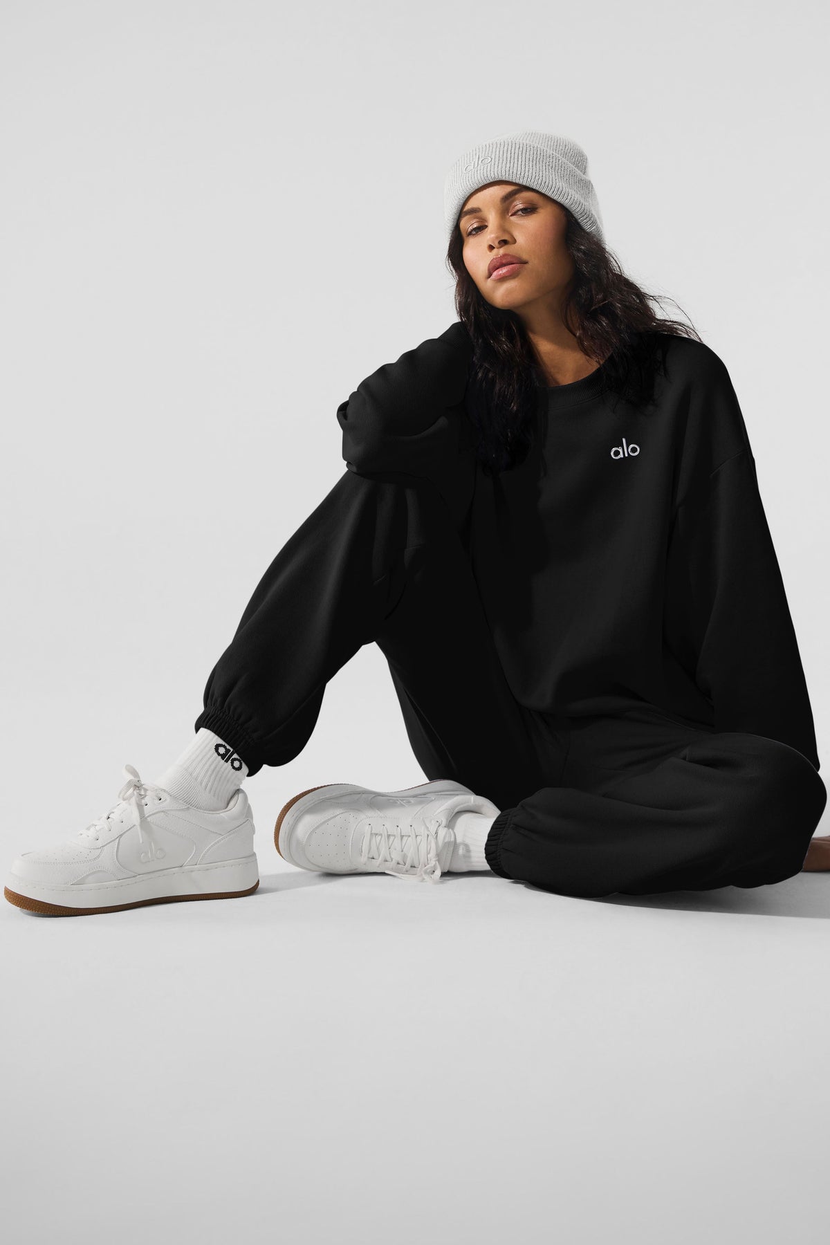 Alo White Low-Top Court Sneakers with Gum Sole