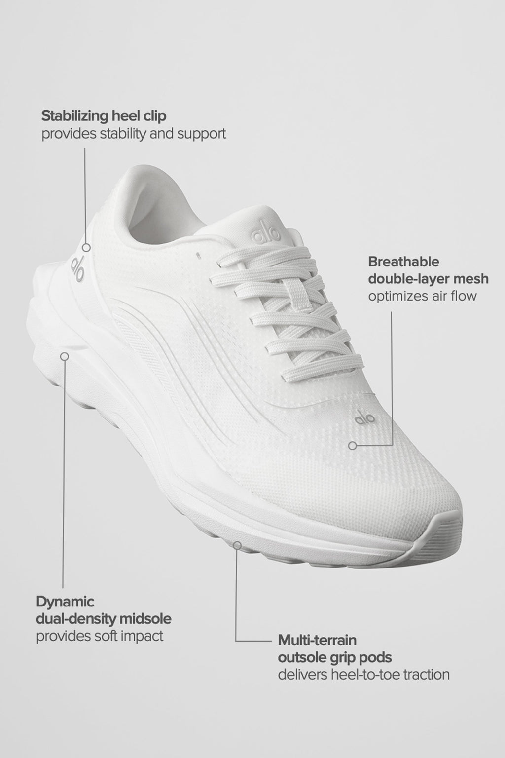 Alo White Mesh Lace-Up Sneakers
