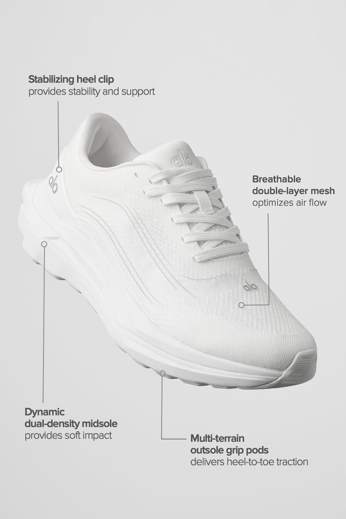 Alo White Mesh Lace-Up Sneakers