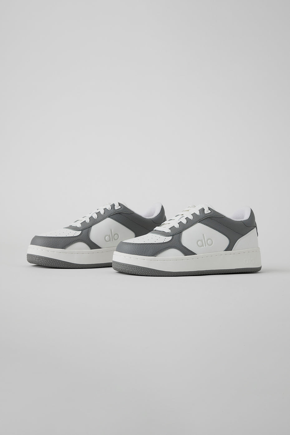Alo Grey & White Low-Top Court Sneakers