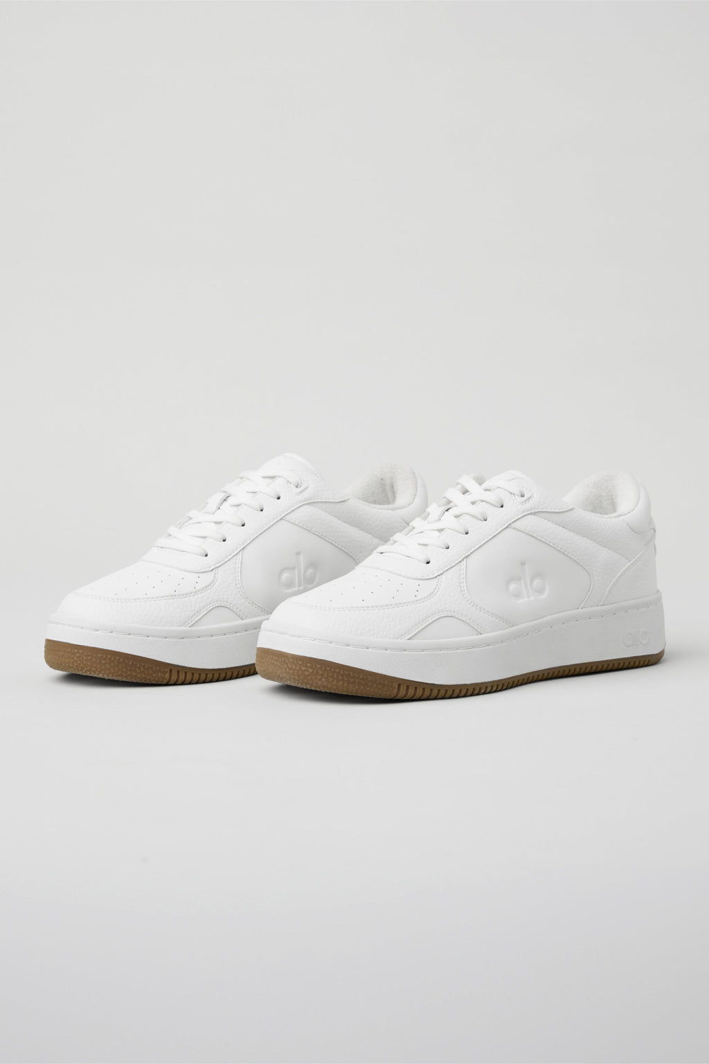 Alo White Low-Top Court Sneakers with Gum Sole