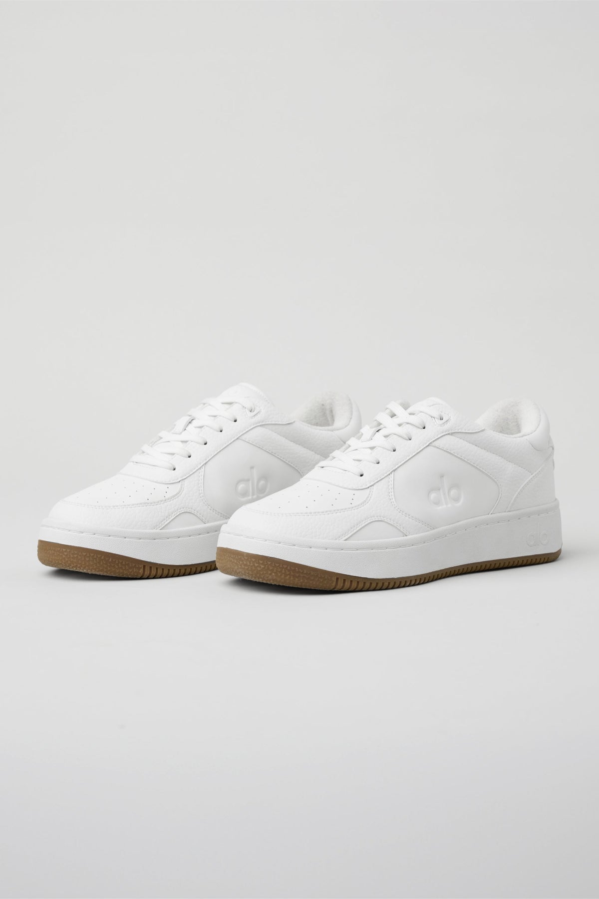 Alo White Low-Top Court Sneakers with Gum Sole