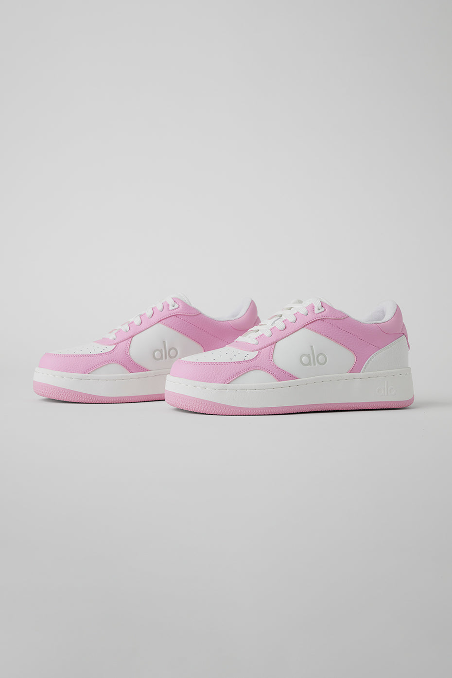 Alo Pink & White Low-Top Court Sneakers