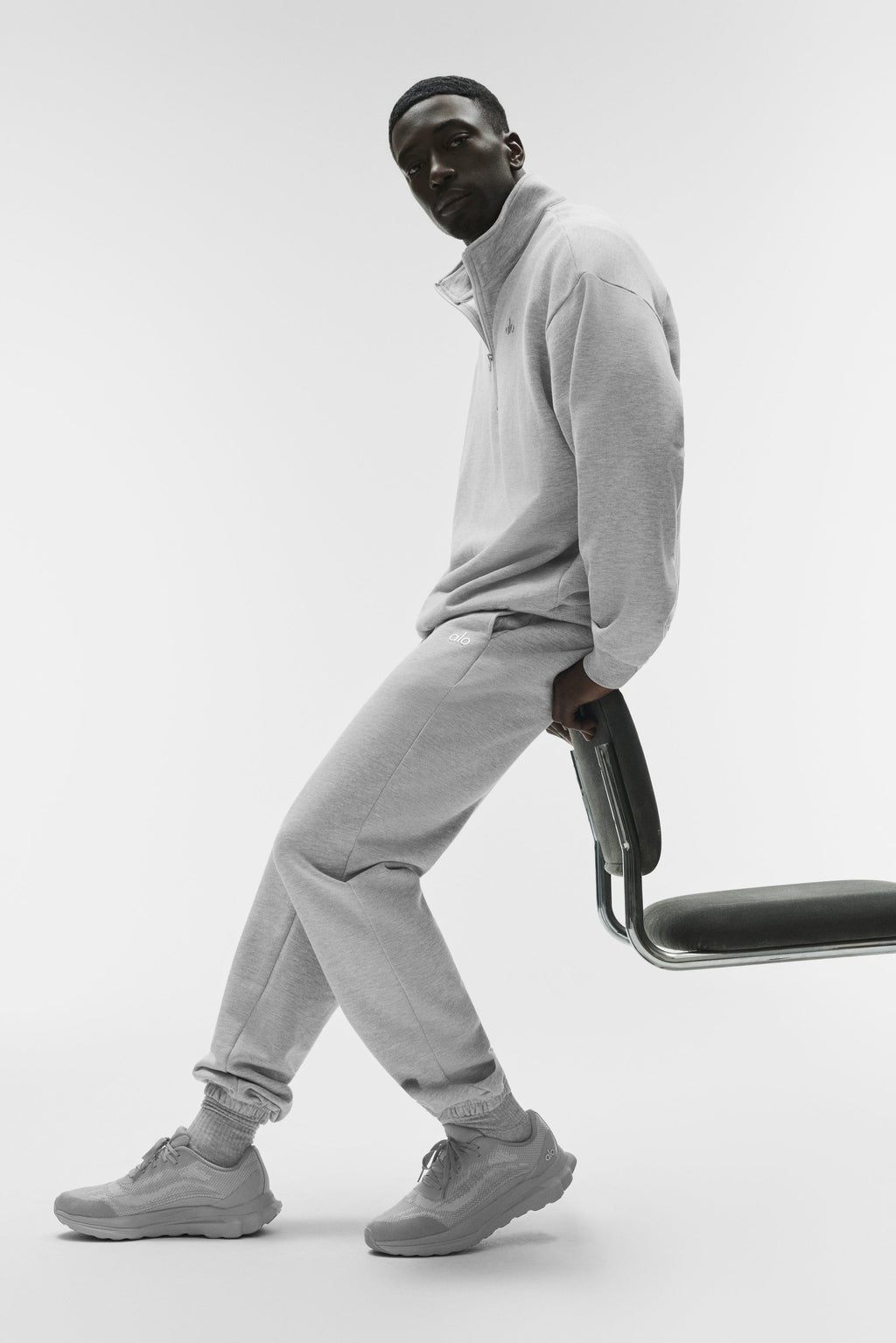 Alo Light Grey Mesh Lace-Up Sneakers