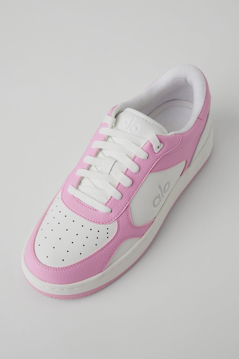 Alo Pink & White Low-Top Court Sneakers